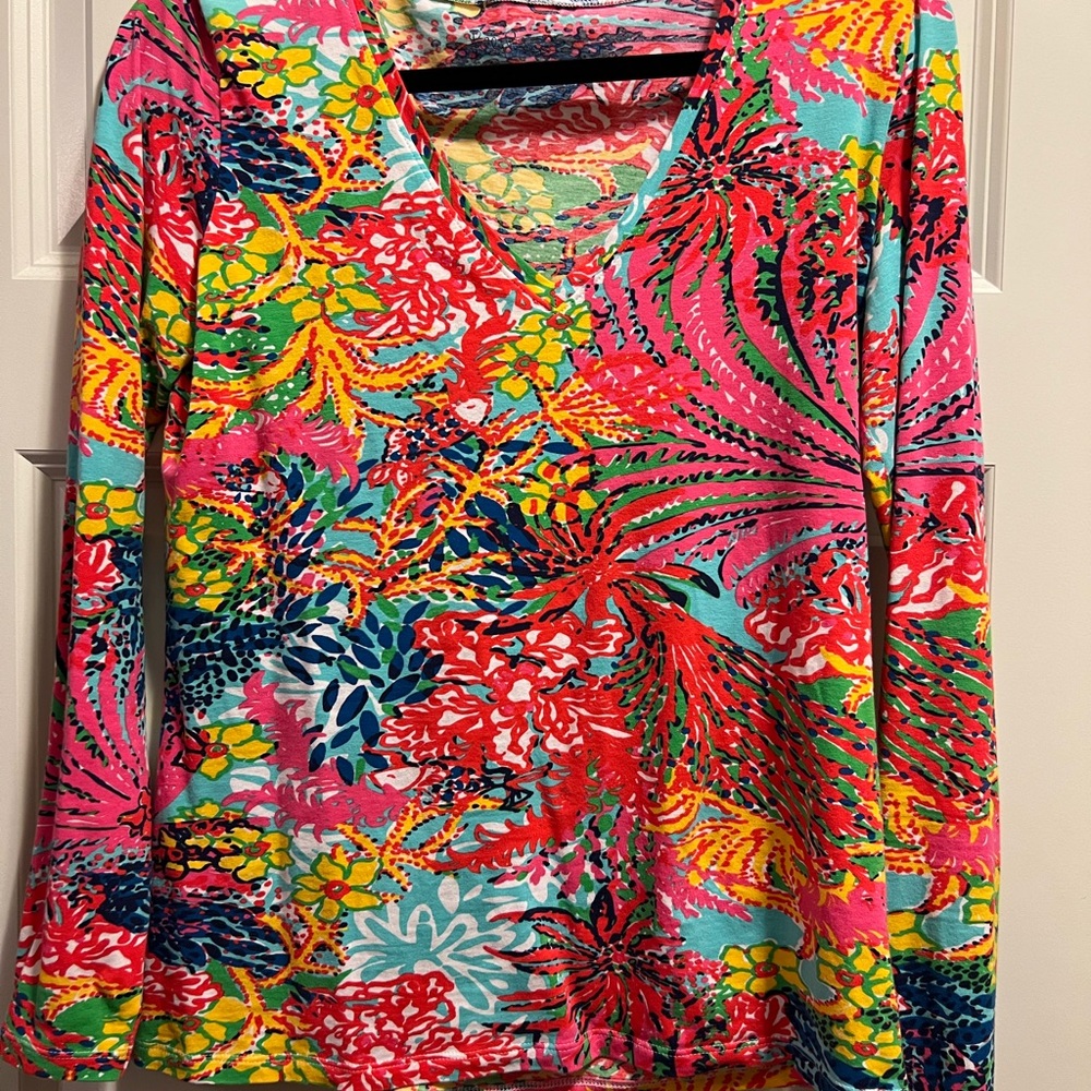 Lilly Pulitzer Marlowe Fishing for Compliments long sleeve top size medium